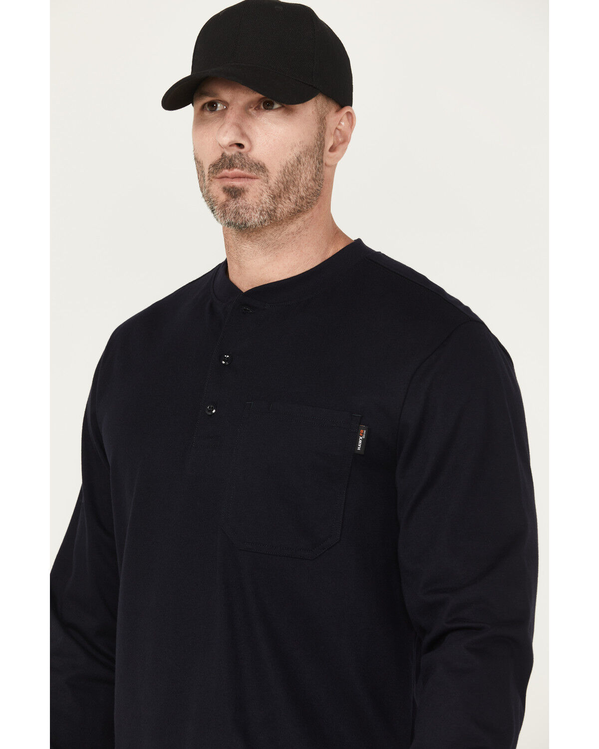 Image #2 - Hawx Men's FR Long Sleeve Pocket Henley - Big & Tall, Navy, hi-res