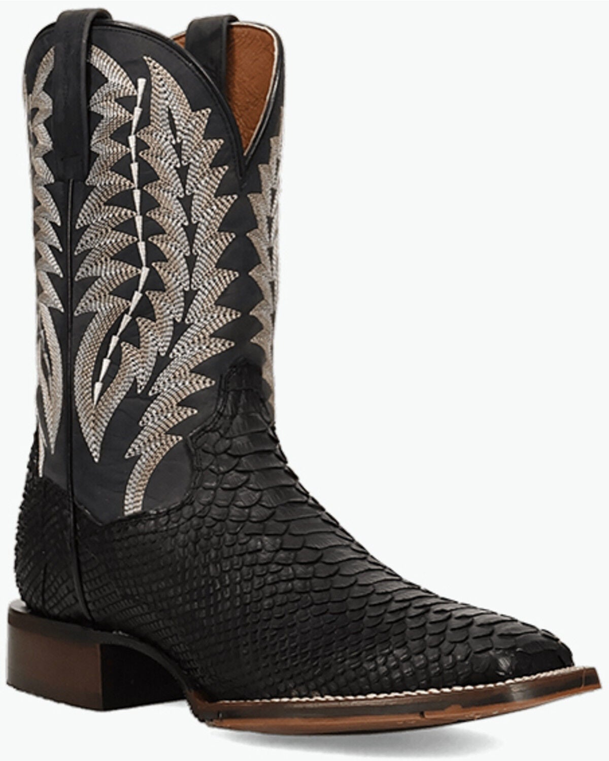Dan Post Men's Exotic Python Midnight Reign Western Boots - Broad Square Toe, Black, hi-res