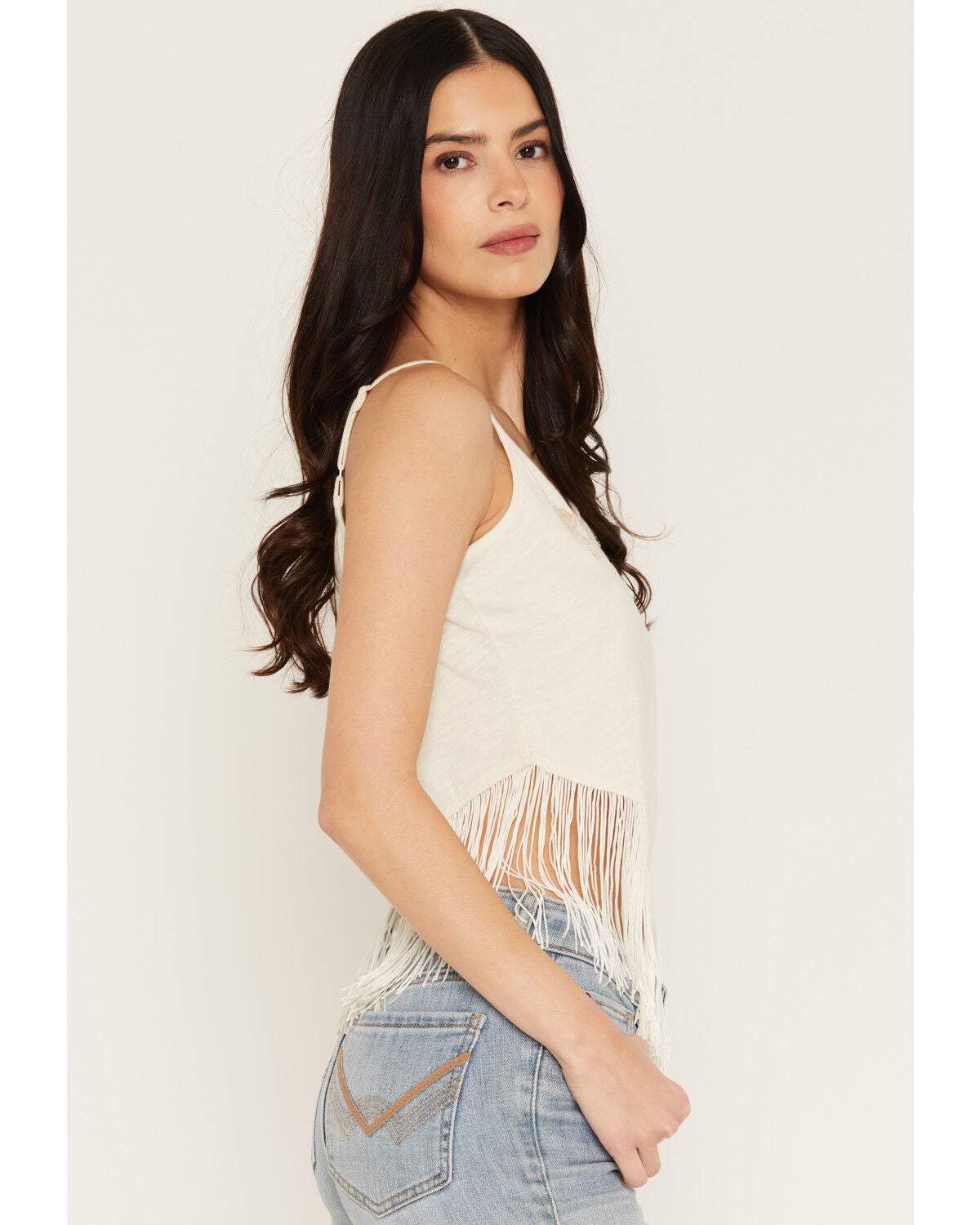 Image #2 - Idyllwind Women's Briarwick Embroidered Fringe Sleeveless Tank Top, Cream, hi-res