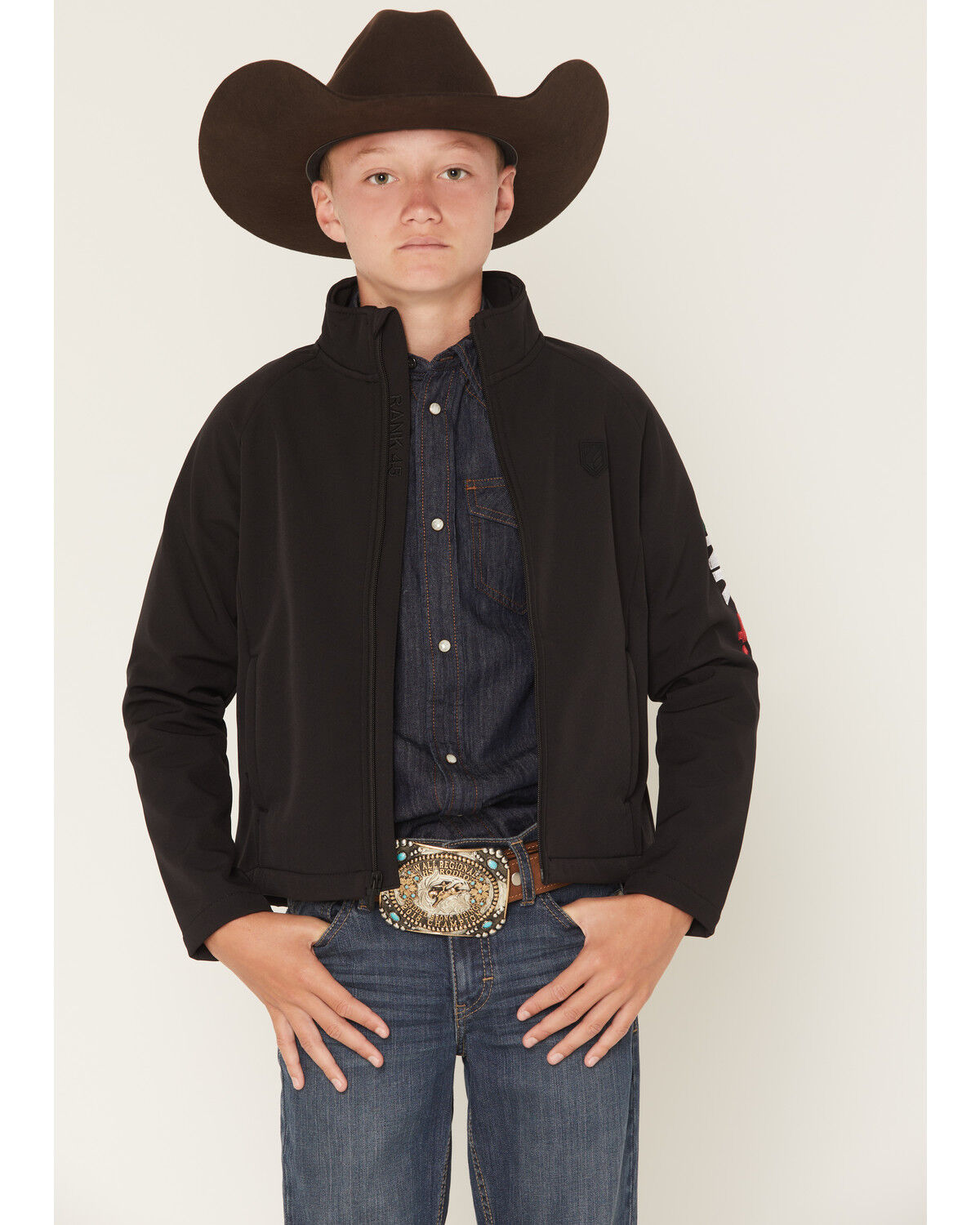 Image #3 - RANK 45® Boys' Mexico Flag Seal Softshell Jacket, Black, hi-res