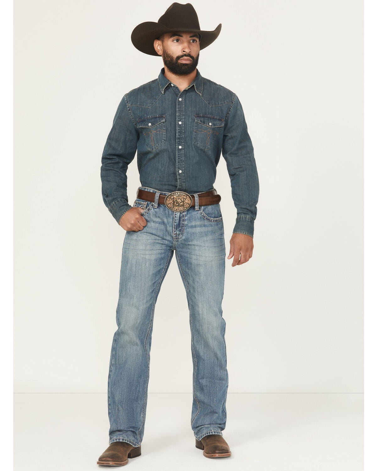 Rock & Roll Denim Men's Boot Barn Exclusive Dark Wash Pistol Straight Denim Jeans, Dark Wash, hi-res