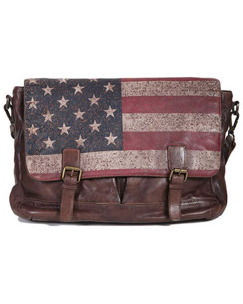 Scully Patriotic Brown Leather Crossbody, Brown, hi-res