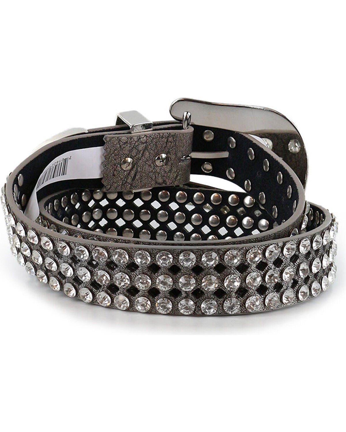 Image #2 - Shyanne Women's Rhinestone Filigree Leather Belt, Silver, hi-res