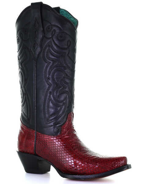 Image #1 - Corral Women's Boot Barn Exclusive Exotic Snake Skin Western Boots - Snip Toe, Black, hi-res