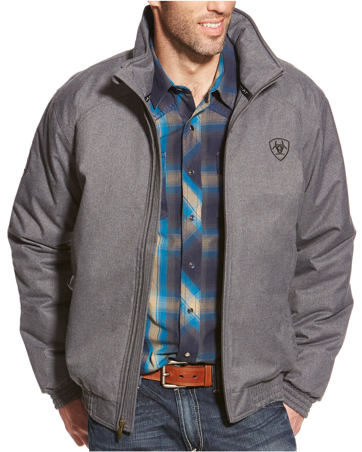 Image #1 - Ariat Men's Team Logo Jacket, Grey, hi-res