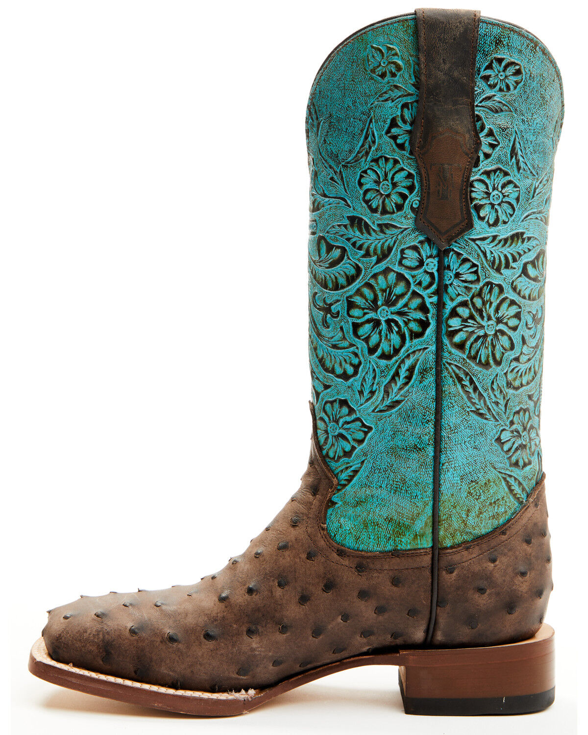 Image #3 - Tanner Mark Women's Ostrich Print Western Boots - Broad Square Toe, Brown, hi-res