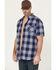 Image #2 - Ariat Men's Rebar Made Tough Short Sleeve Button-Down Stretch Work Shirt, Indigo, hi-res