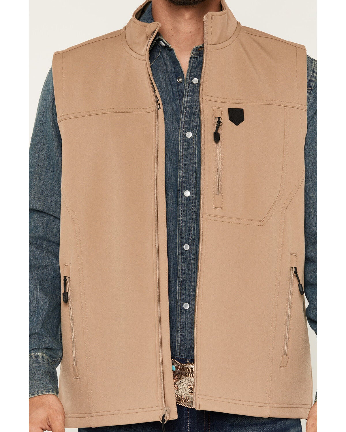 Image #3 - RANK 45&reg; Men's Ralington Softshell Vest - Big, Khaki, hi-res