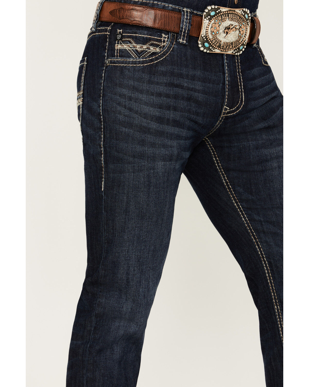 Image #2 - Rock & Roll Denim Men's Rifle Dark Wash Skinny Stretch Denim Jeans, Dark Wash, hi-res