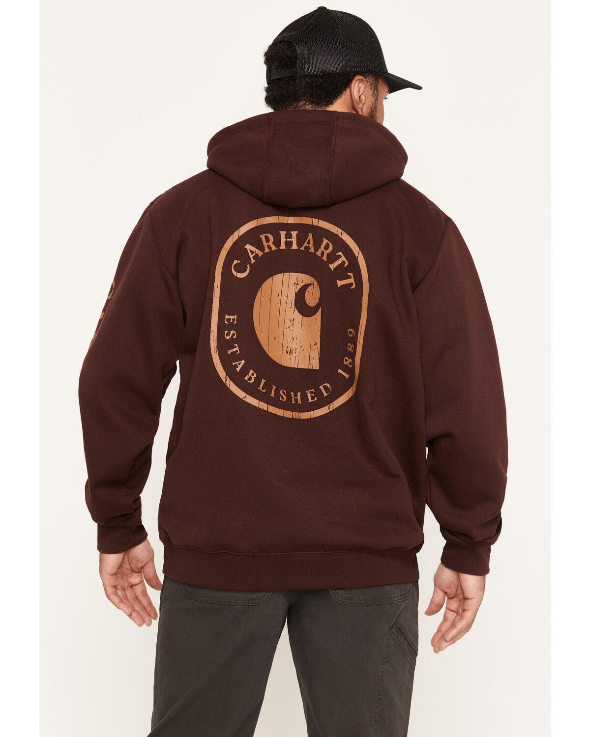 Image #1 - Carhartt Men's Paxton Rain Defender&trade; Graphic Hooded Sweatshirt, Burgundy, hi-res