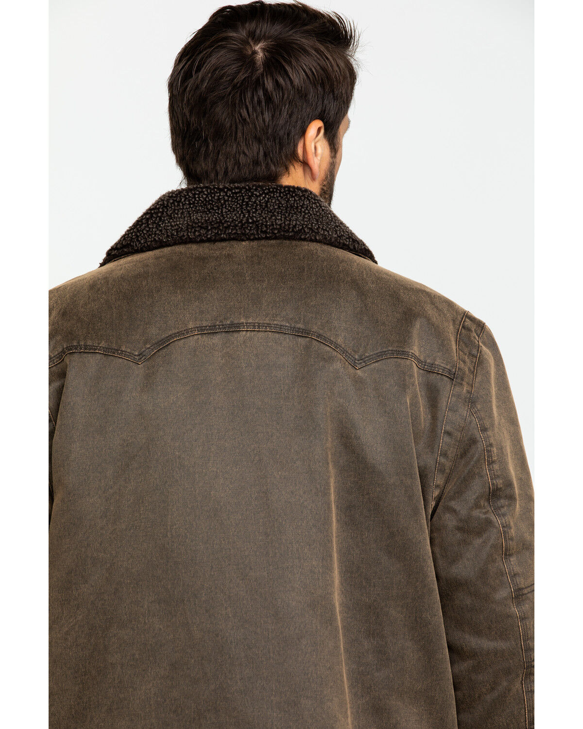 Image #5 - Cripple Creek Men's Enzyme Washed Storm Flap Sherpa Jacket, Chocolate, hi-res