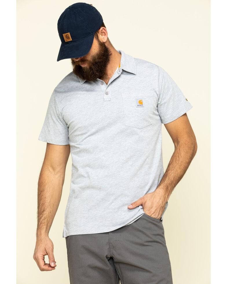 Carhartt Men's Grey Force Cotton Pocket Polo Work Shirt Big Country