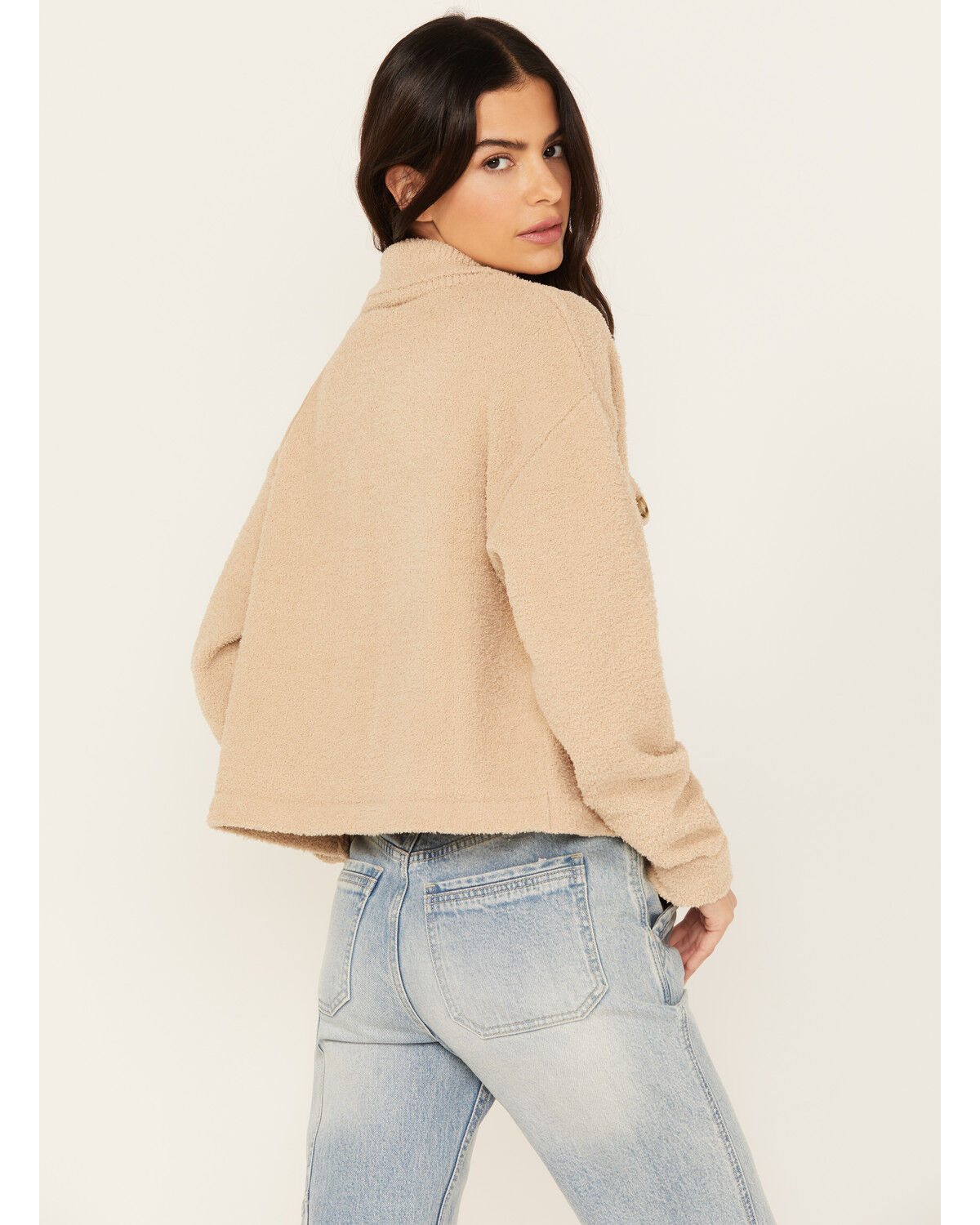 Image #4 - Cleo + Wolf Women's Cropped Boucle Cardigan, Wheat, hi-res