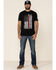 Brothers & Arms Men's Red Line Flag Graphic Short Sleeve T-Shirt , Black, hi-res