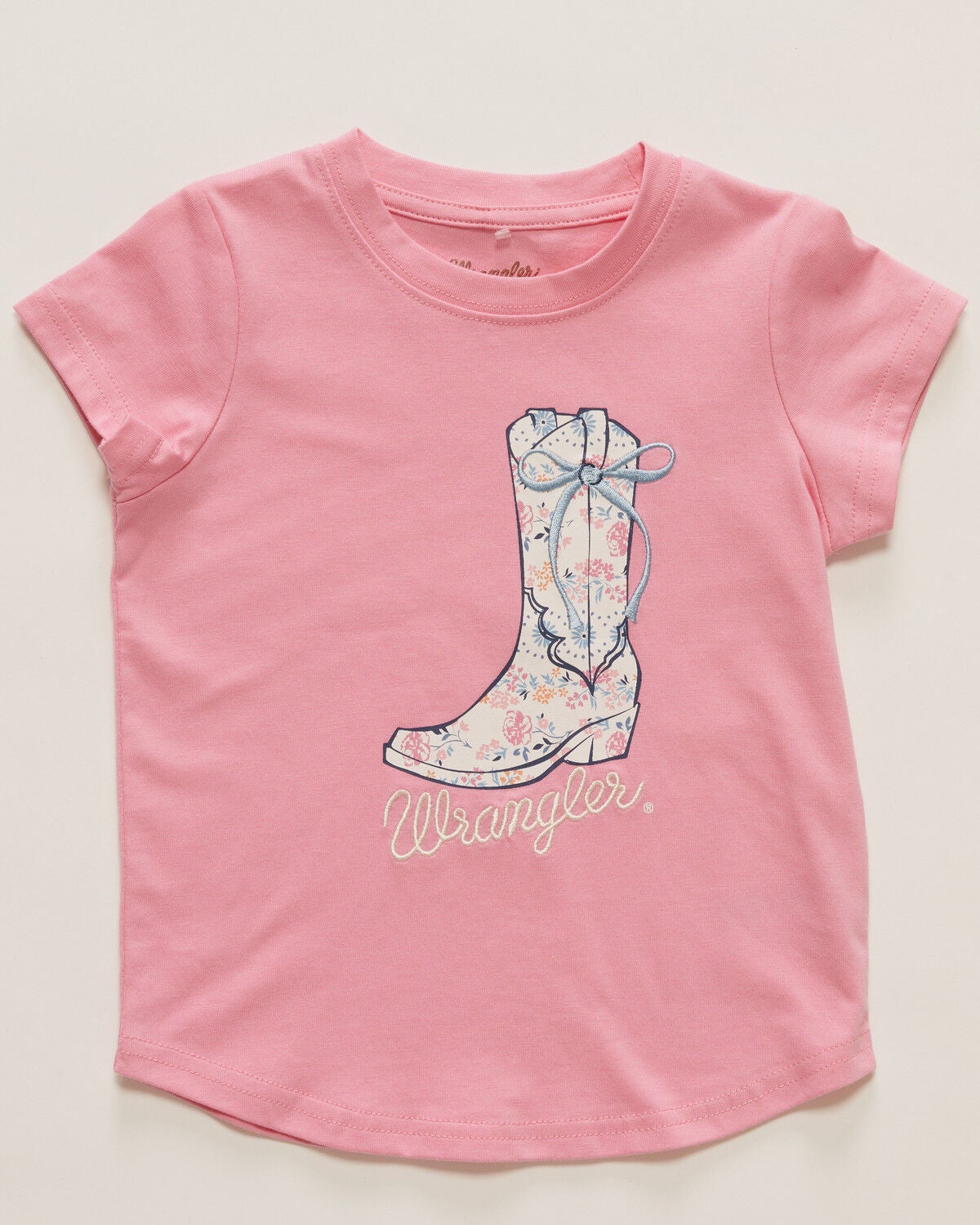 Image #1 - Wrangler Toddler Girls' Bow Cowgirl Boot Short Sleeve Graphic Tee, Pink, hi-res