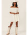 Image #1 - Shyanne Women's Eyelet Off Shoulder Side Button Mini Dress , White, hi-res