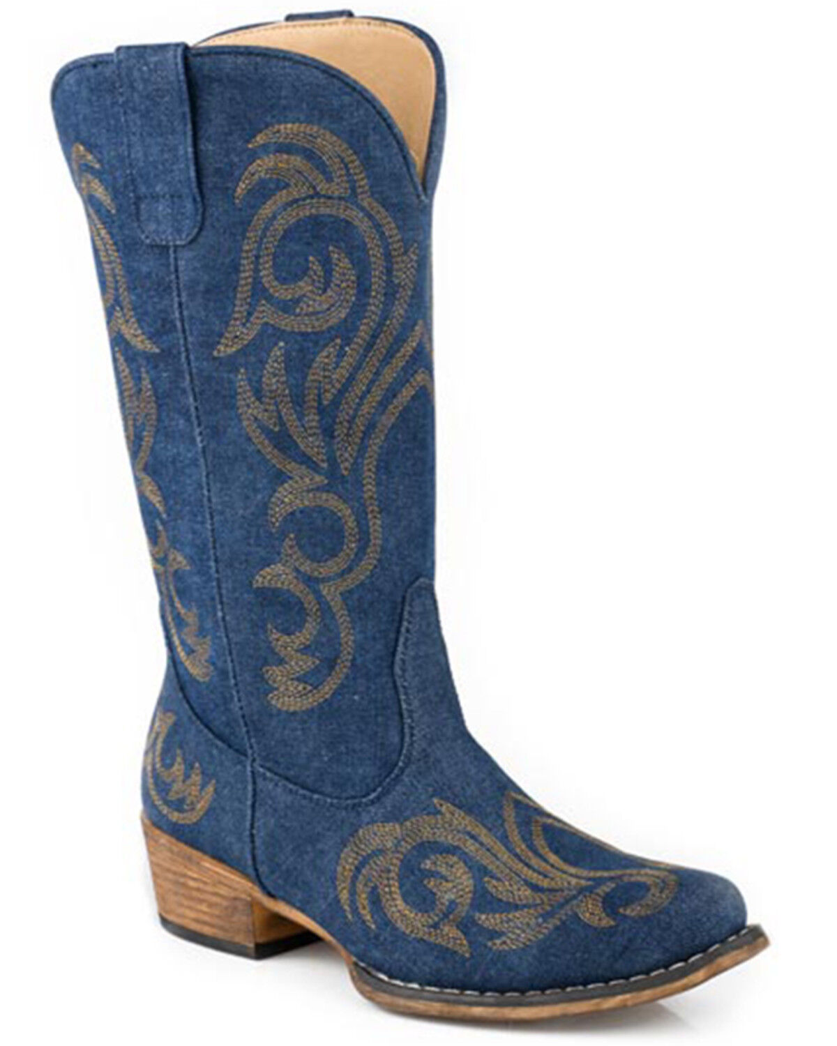 Image #1 - Roper Women's Riley Denim Western Boots - Snip Toe, Blue, hi-res