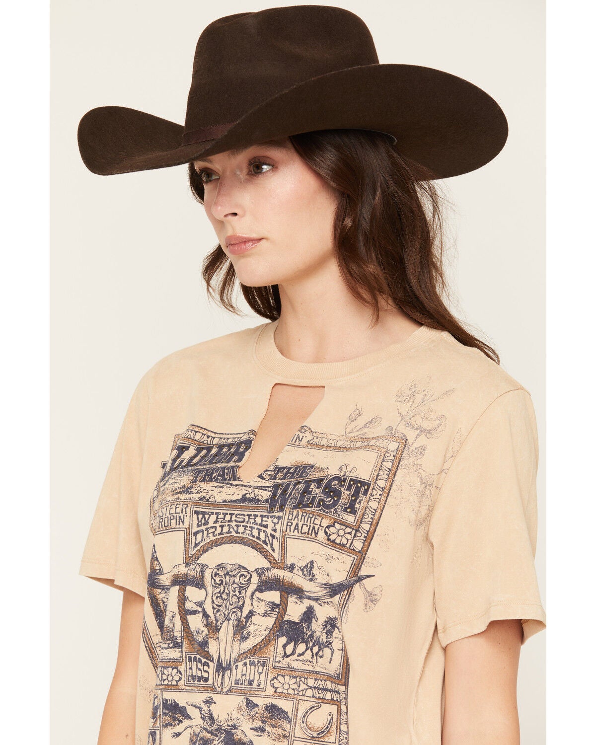 Image #2 - Idyllwind Women's Wilder Than The West Short Sleeve Graphic Tee, Khaki, hi-res