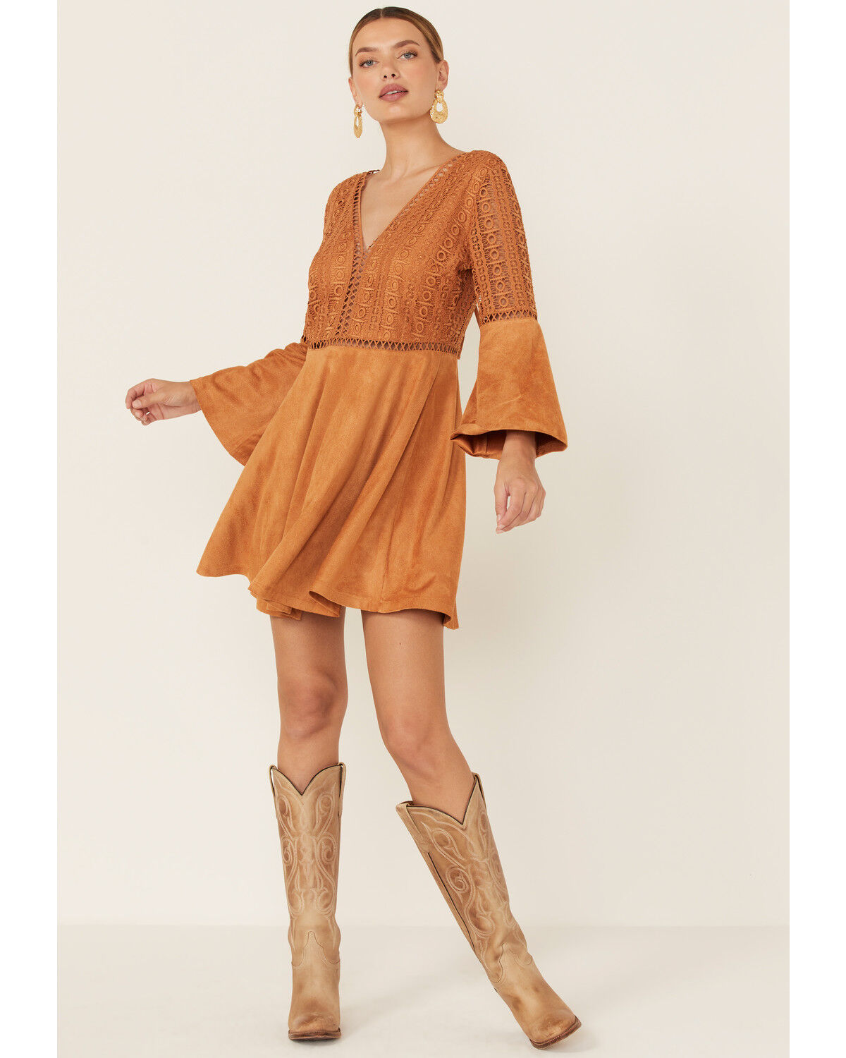 Image #1 - Beyond The Radar Women's Cut-Out Bell Sleeve Mini Dress, , hi-res
