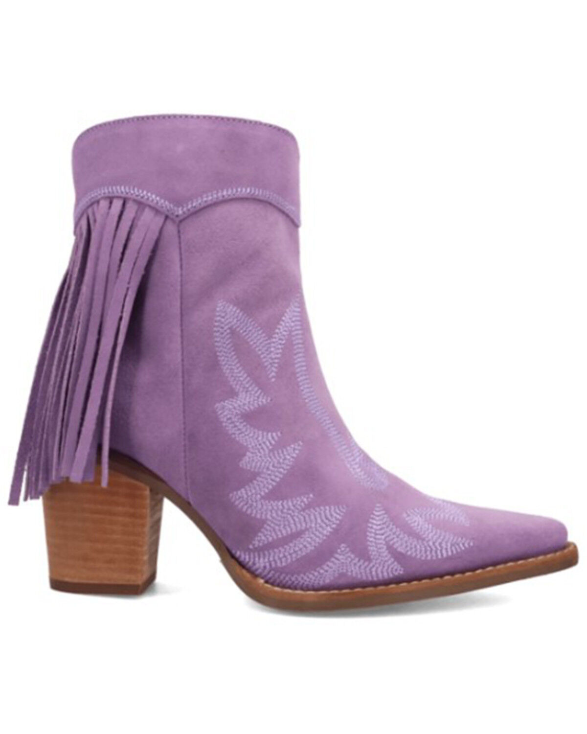 Image #2 - Dingo Women's Wild Sage Suede Fringe Western Booties - Round Toe, Purple, hi-res
