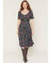 Image #3 - Idyllwind Women's Dudley Floral Print Short Sleeve Tie-Front Midi Dress, Black, hi-res