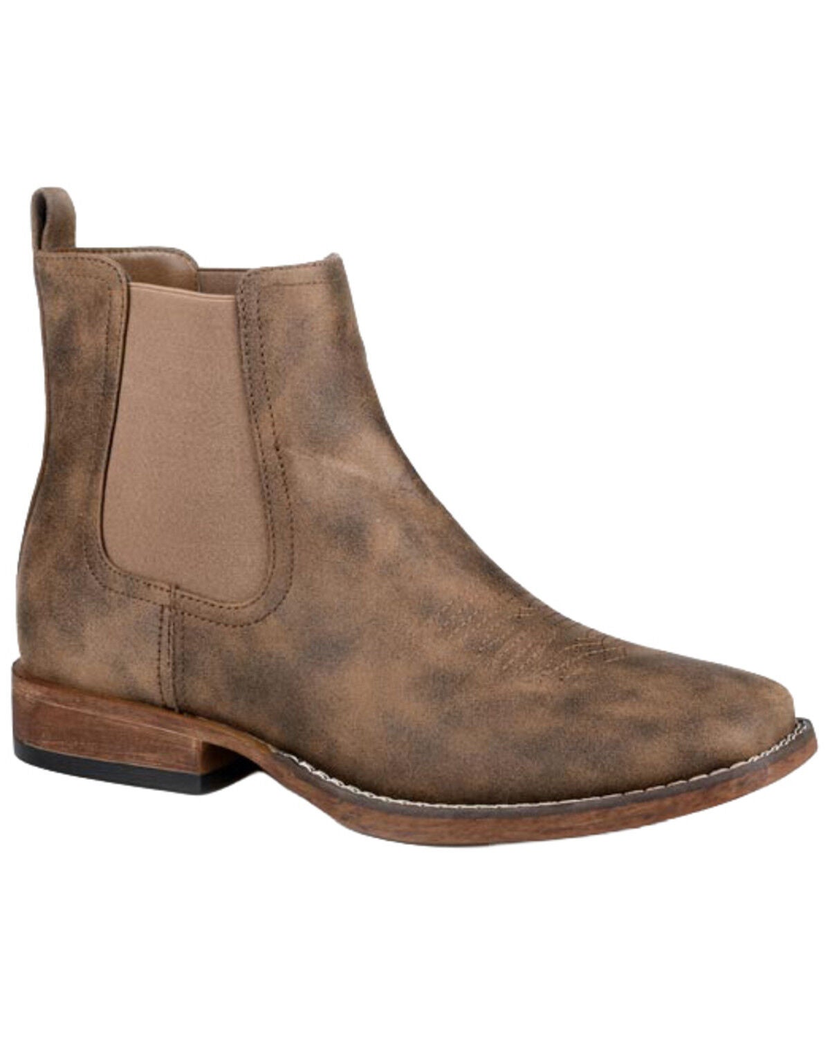 Roper Men's Logan Chelsea Boots - Broad Square Toe, Brown, hi-res