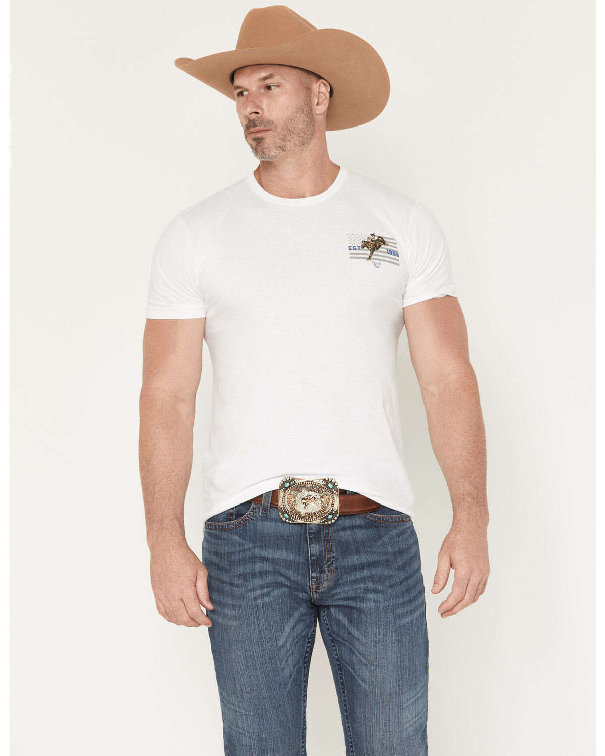 Image #2 - Cowboy Hardware Men's Boot Barn Exclusive American Made Short Sleeve Graphic T-Shirt, White, hi-res