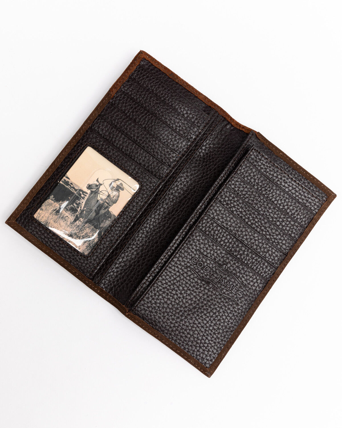 Image #3 - Cody James Men's Boot Stitch Long Horn Leather Checkbook Wallet, Tan, hi-res
