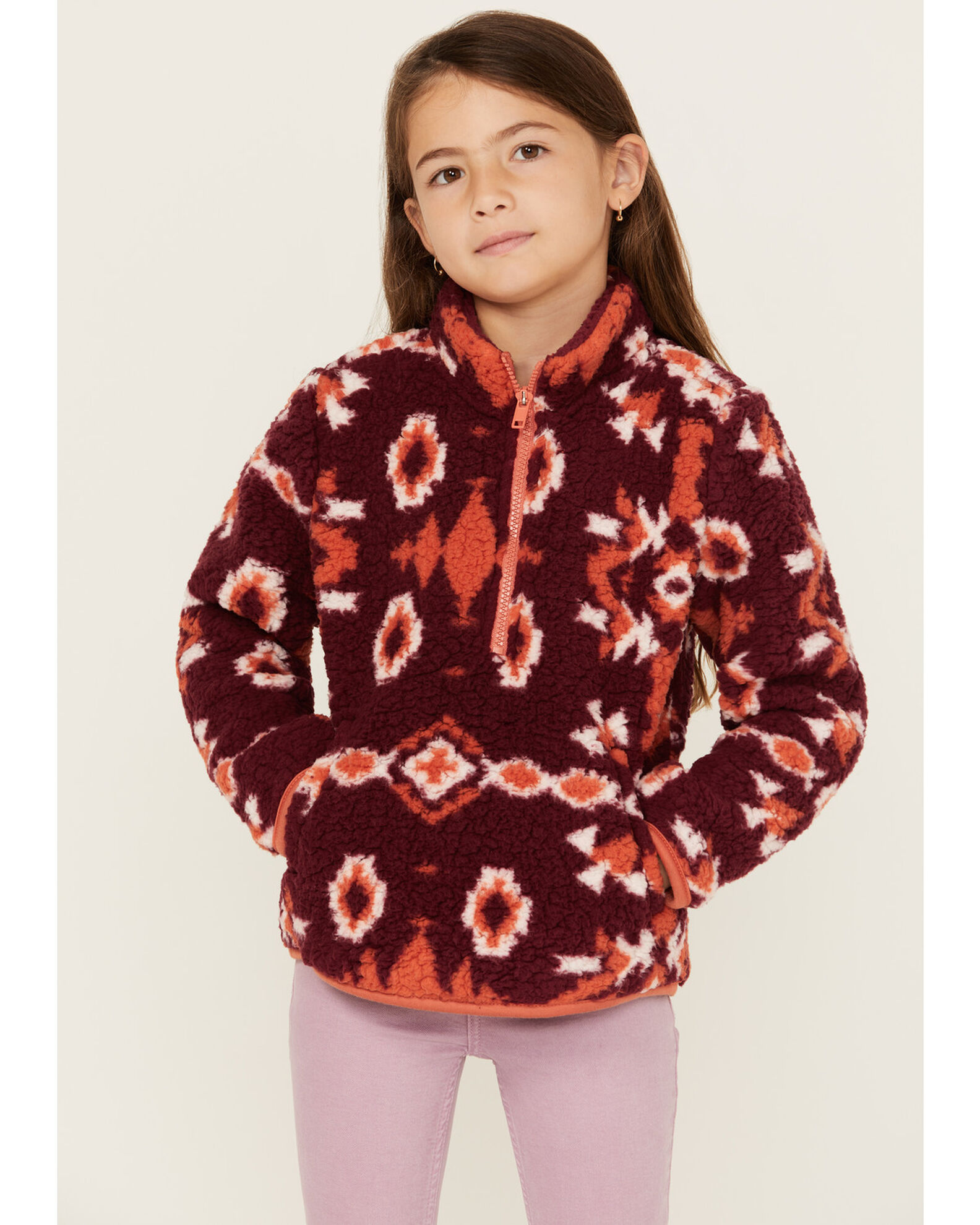 Wrangler Girls Southwestern Print Sherpa Pullover Country Outfitter