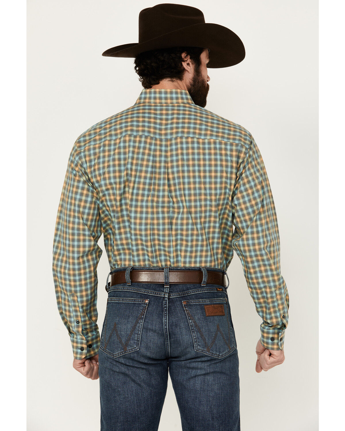 Image #4 - Cinch Men's Plaid Print Long Sleeve Button-Down Western Shirt, Turquoise, hi-res