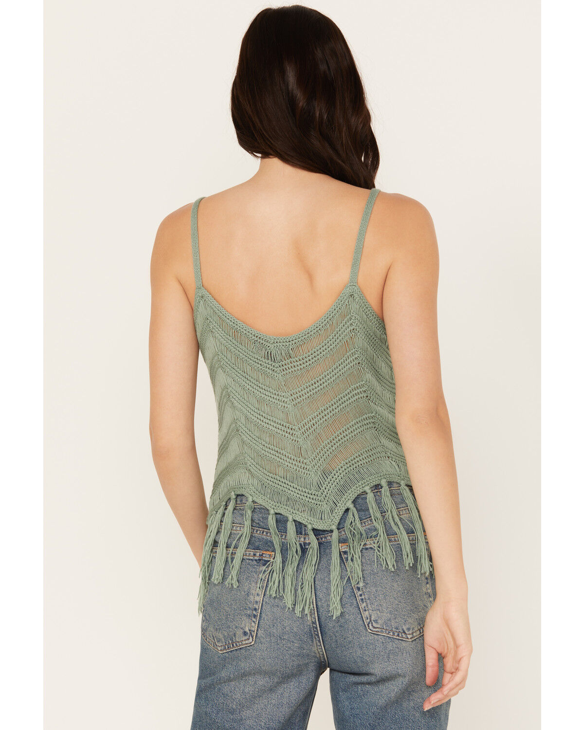 Image #4 - Rock & Roll Denim Women's Crochet Fringe Tank, Aqua, hi-res