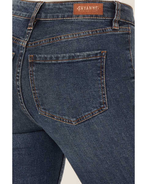 Image #4 - Shyanne Women's Gold Barrel Dark Wash High Rise Pintuck Flare Jeans, Dark Wash, hi-res