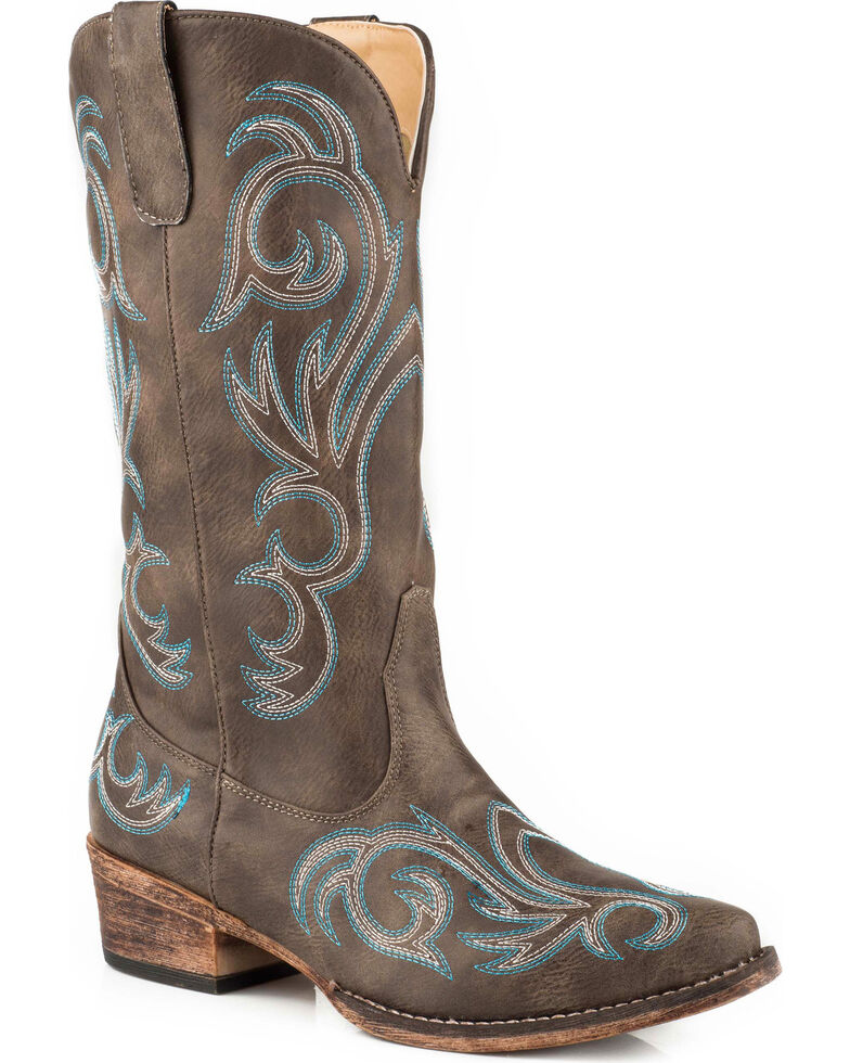 Roper Women's Brown Riley Vintage Western Boots - Snip Toe, Brown, hi-res