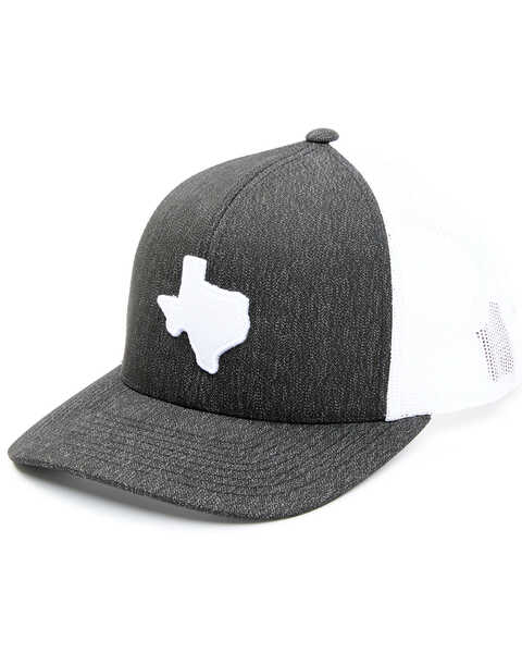 Oil Field Hats Men's Heather Black & White Texas State Patch Mesh-Back Ball Cap , Black, hi-res