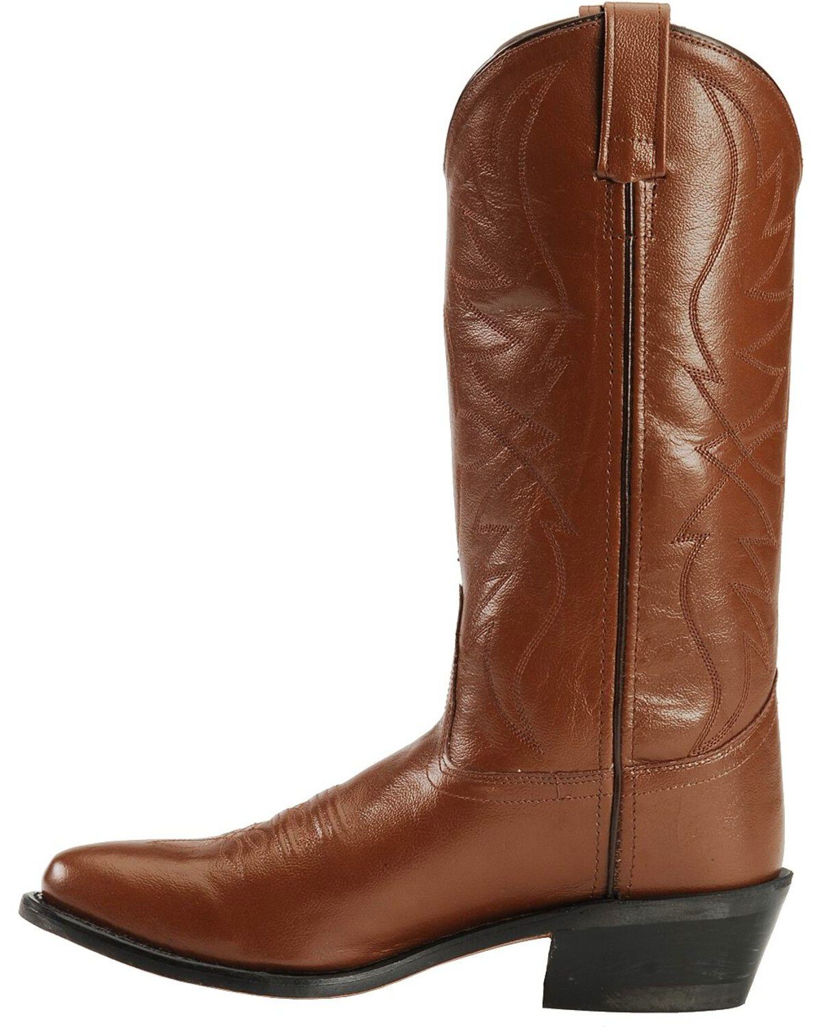 Image #3 - Old West Men's Smooth Leather Western Boots - Round Toe, Tan, hi-res