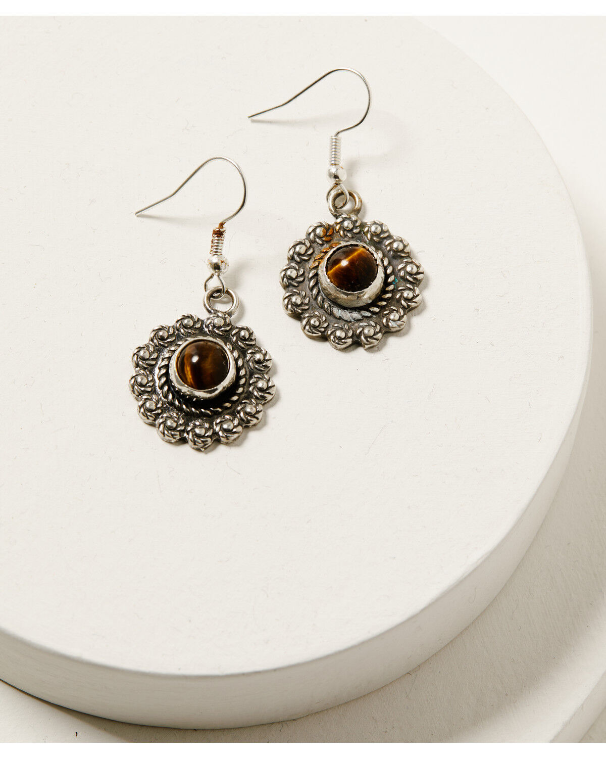 Image #3 - Broken Arrow Jewelry Women's Flower Concho Earrings, Silver, hi-res
