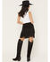 Image #3 - Fornia Women's Faux Suede Fringe Mini Skirt, Black, hi-res