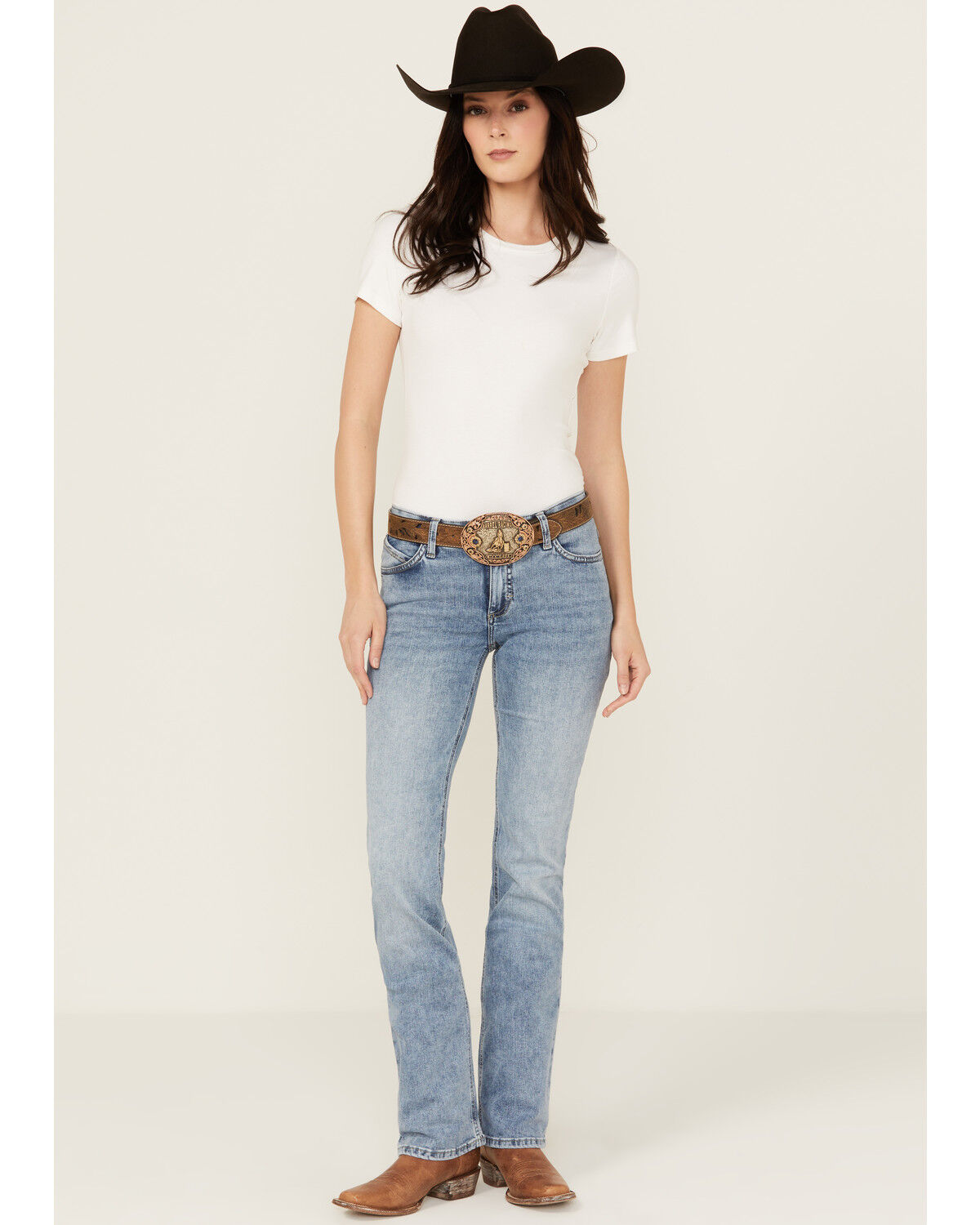 Image #1 - Wrangler Women's Nadia Medium Wash Mid Rise Ultimate Riding Bootcut Stretch Denim Jeans, Medium Wash, hi-res