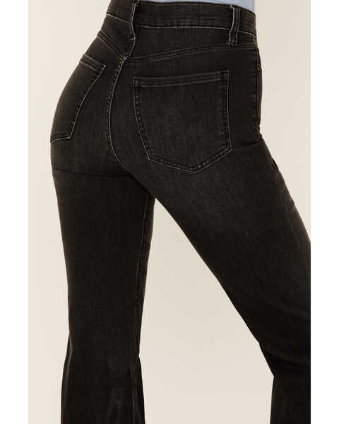 Image #4 - Sneak Peek Women's High Rise Acid Wash Crop Straight Jeans, Black, hi-res
