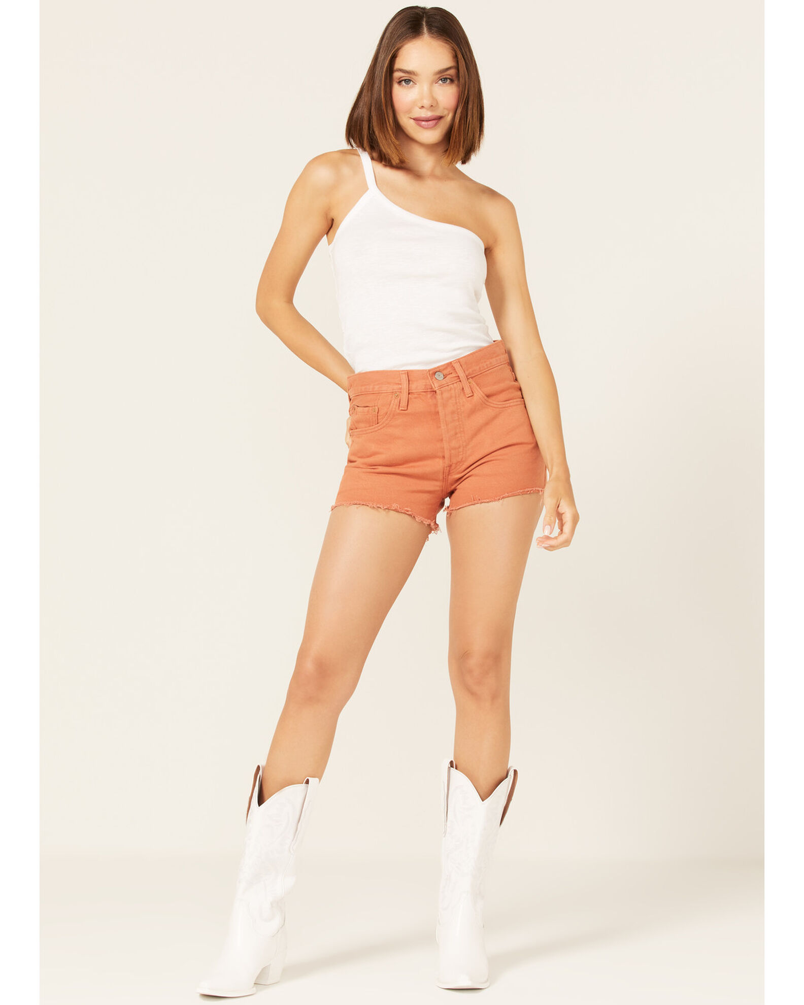 501 high outlet rise denim shorts