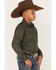 Image #2 - Cody James Boys' Jacquard Long Sleeve Snap Western Shirt, Olive, hi-res