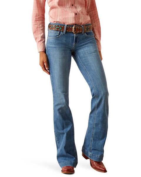Ariat Women's Minnesota Medium Wash Mid Rise Leila Slim Stretch Trouser Jeans - Plus, Medium Wash, hi-res