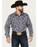 Image #1 - Wrangler Men's Rock 47 Paisley Print Long Sleeve Snap Western Shirt, Navy, hi-res