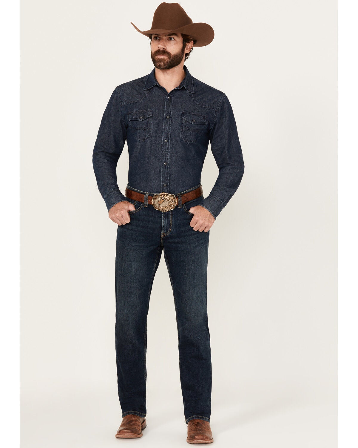RANK 45&reg; Men's Calico Wash Ambush Slim Straight Stretch Denim Jeans, Dark Wash, hi-res