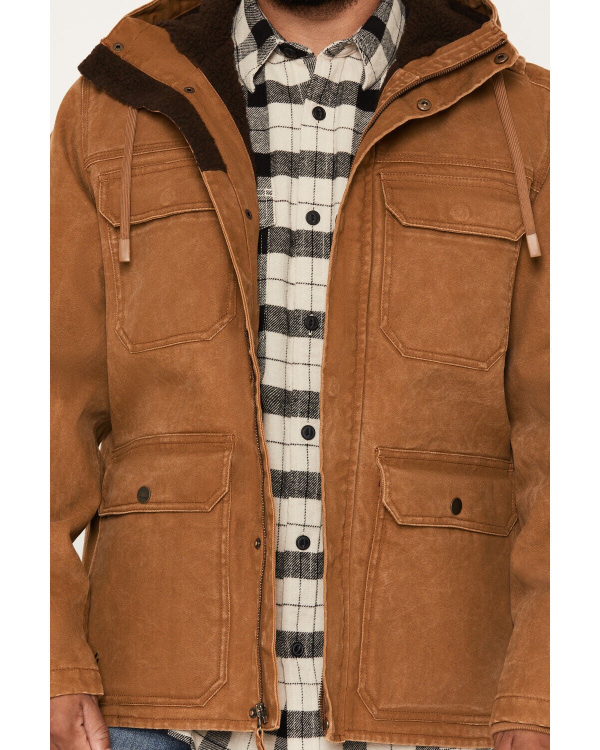Image #3 - Hawx Men's Duke Sherpa Lined Washed Duck Canvas Hooded Jacket, Rust Copper, hi-res