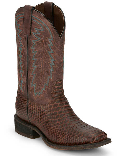 Nocona Men's Mescalero Snake Print Western Boots - Broad Square Toe, Cognac, hi-res
