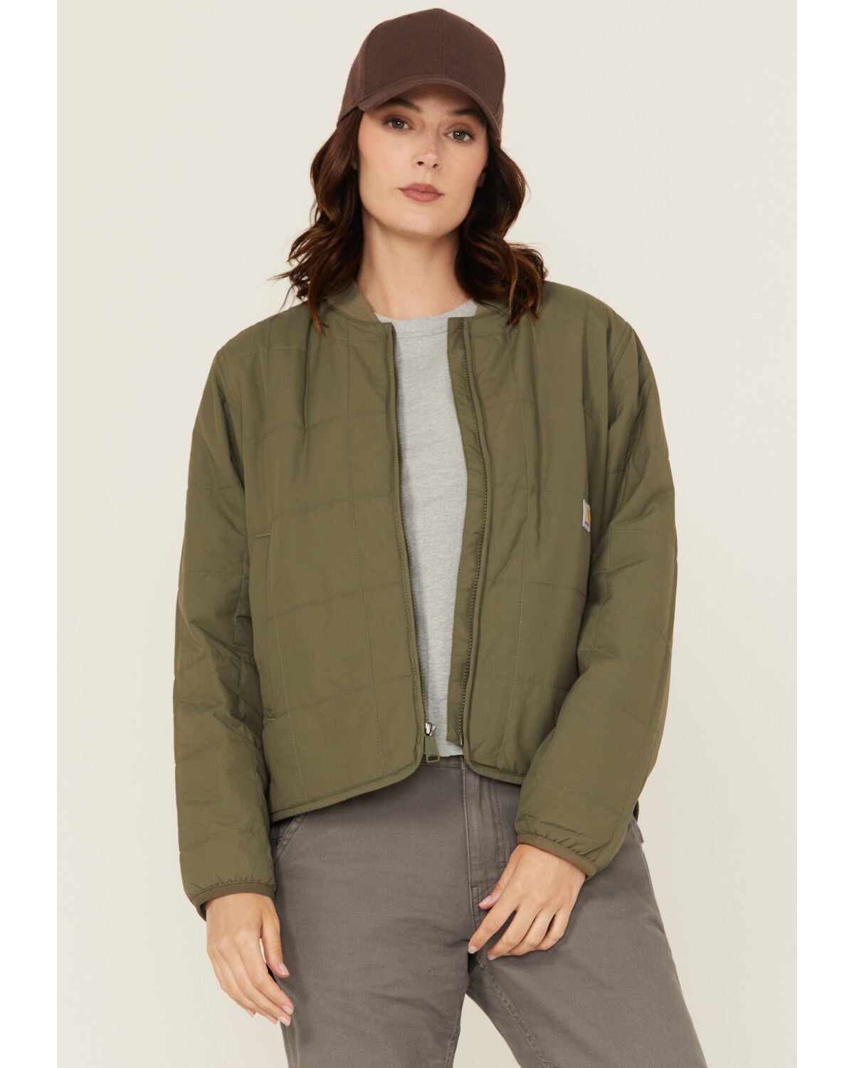 Carhartt Women's Rain Defender&reg; Loose Fit Lightweight Insulated Jacket, Olive, hi-res