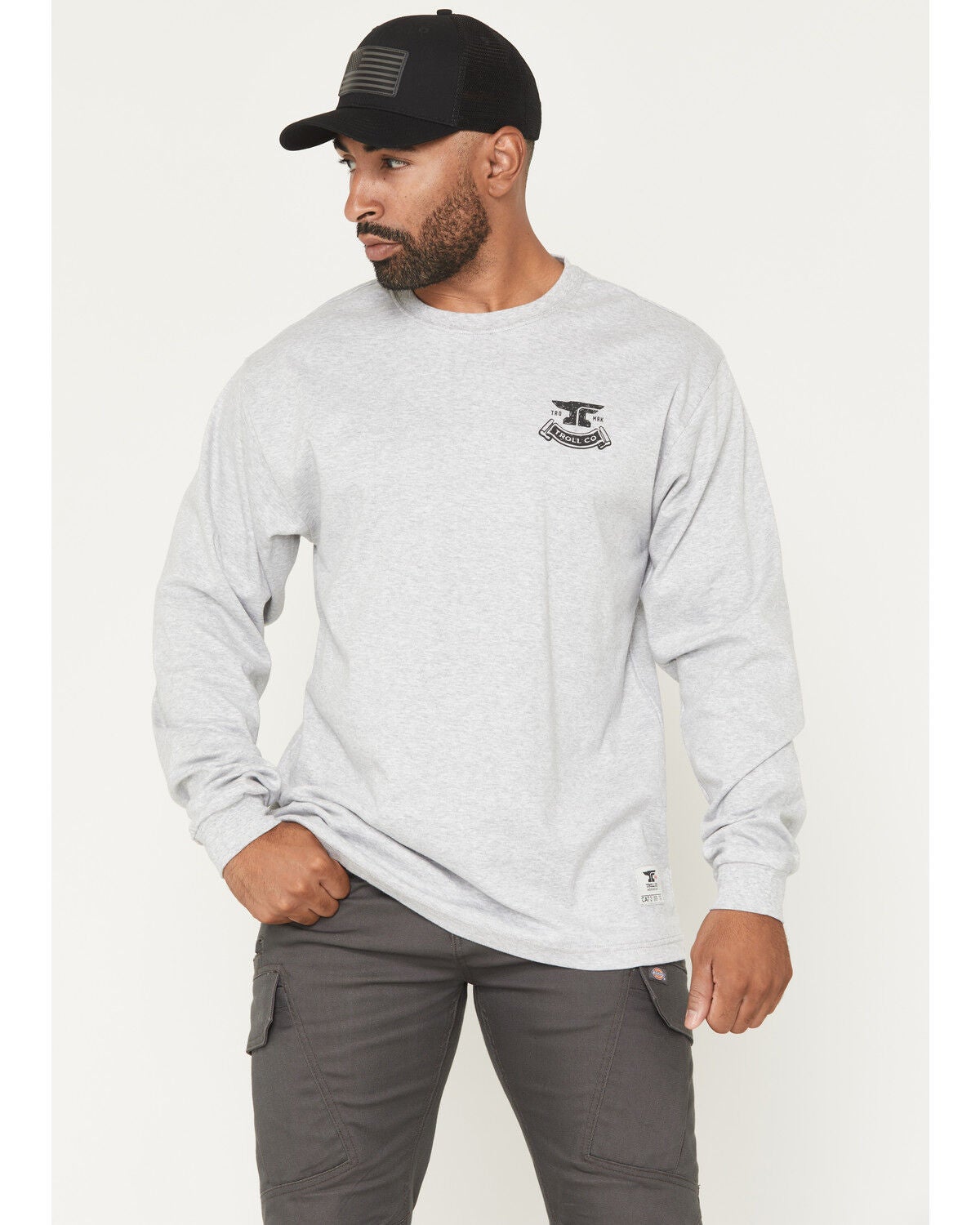 Image #2 - Troll Co Men's FR Haggler Long Sleeve Graphic Work T-Shirt - Big, Medium Grey, hi-res