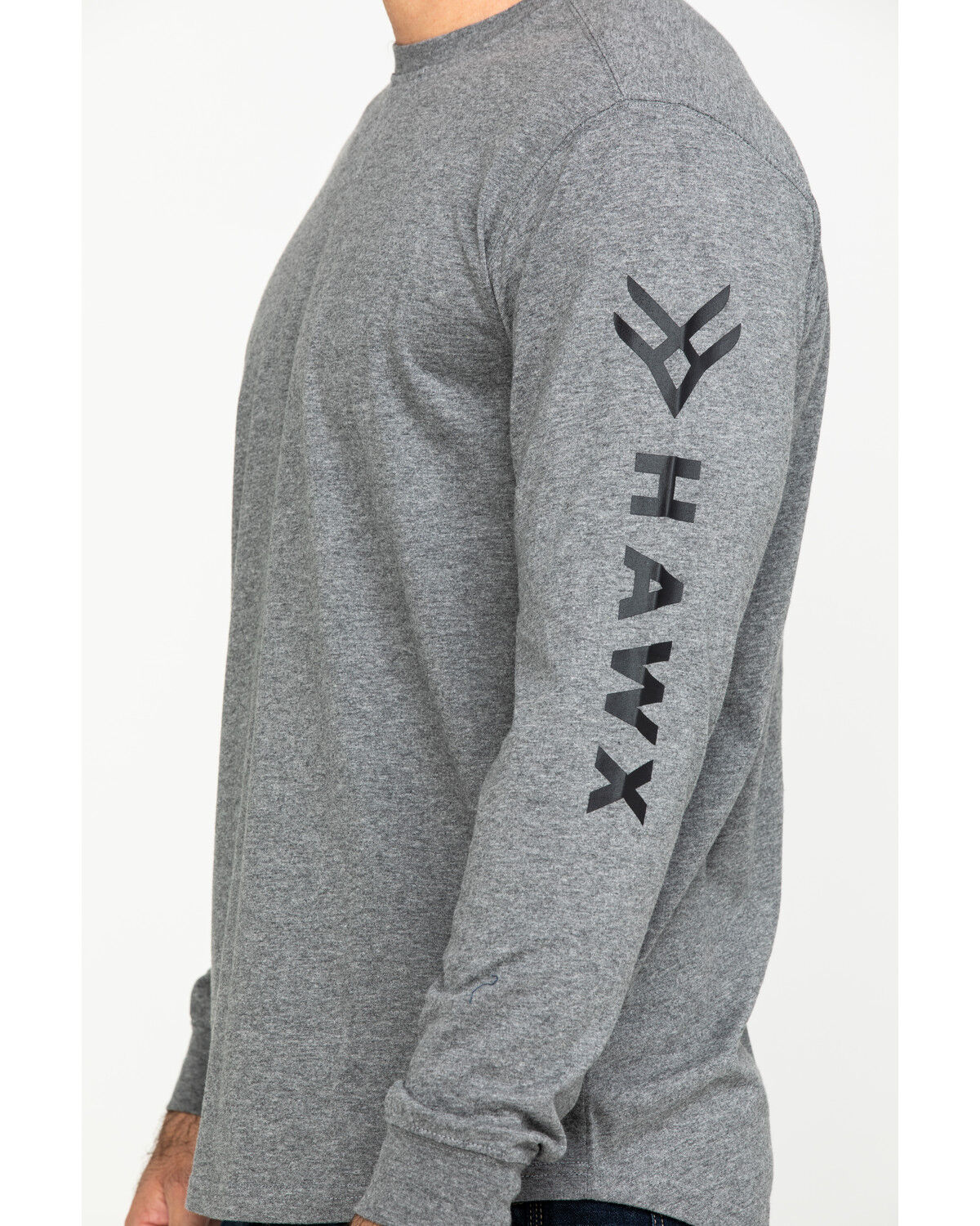 Image #4 - Hawx Men's Logo Long Sleeve Work T-Shirt, Heather Grey, hi-res