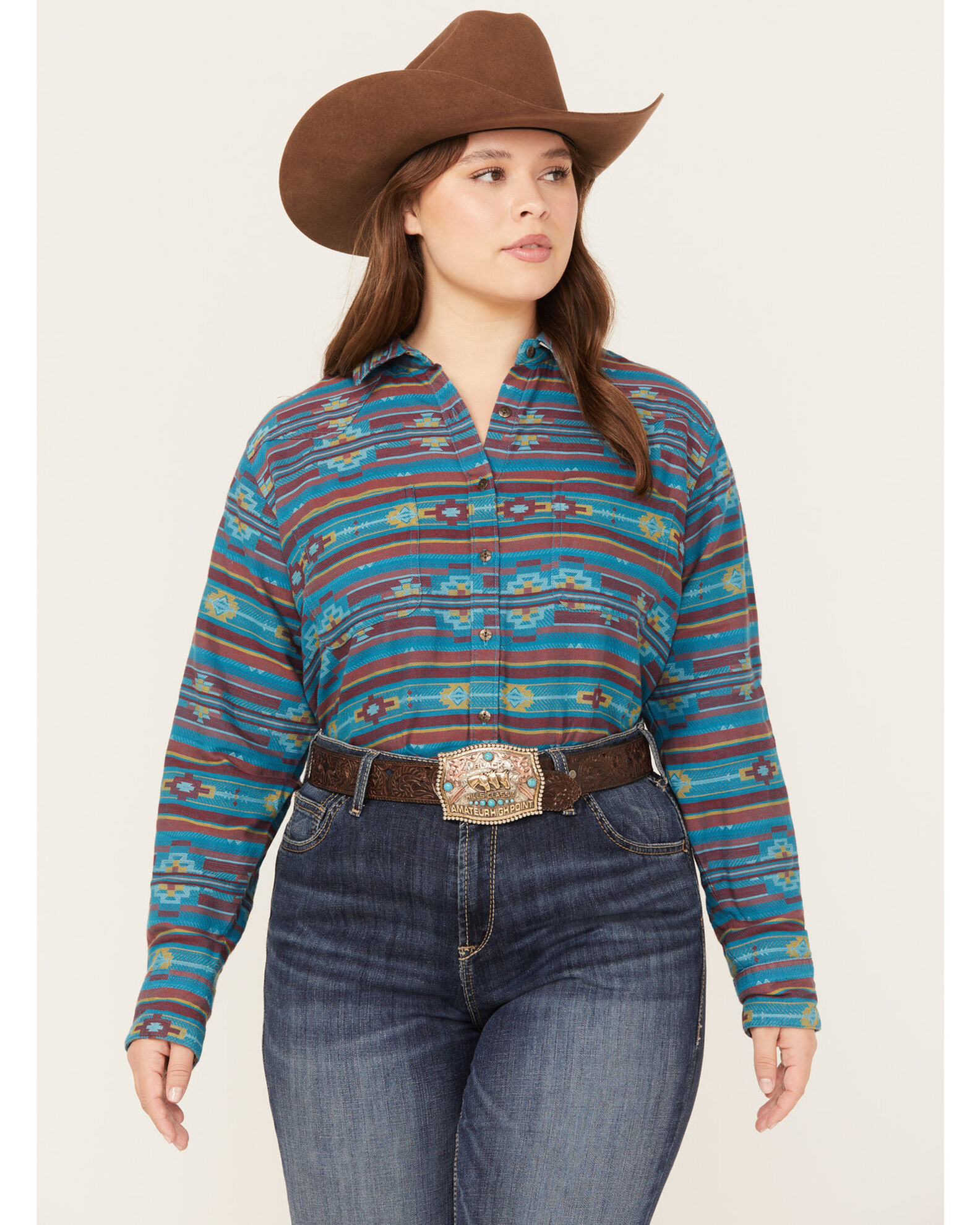 Women's plus size western blouses hot sale